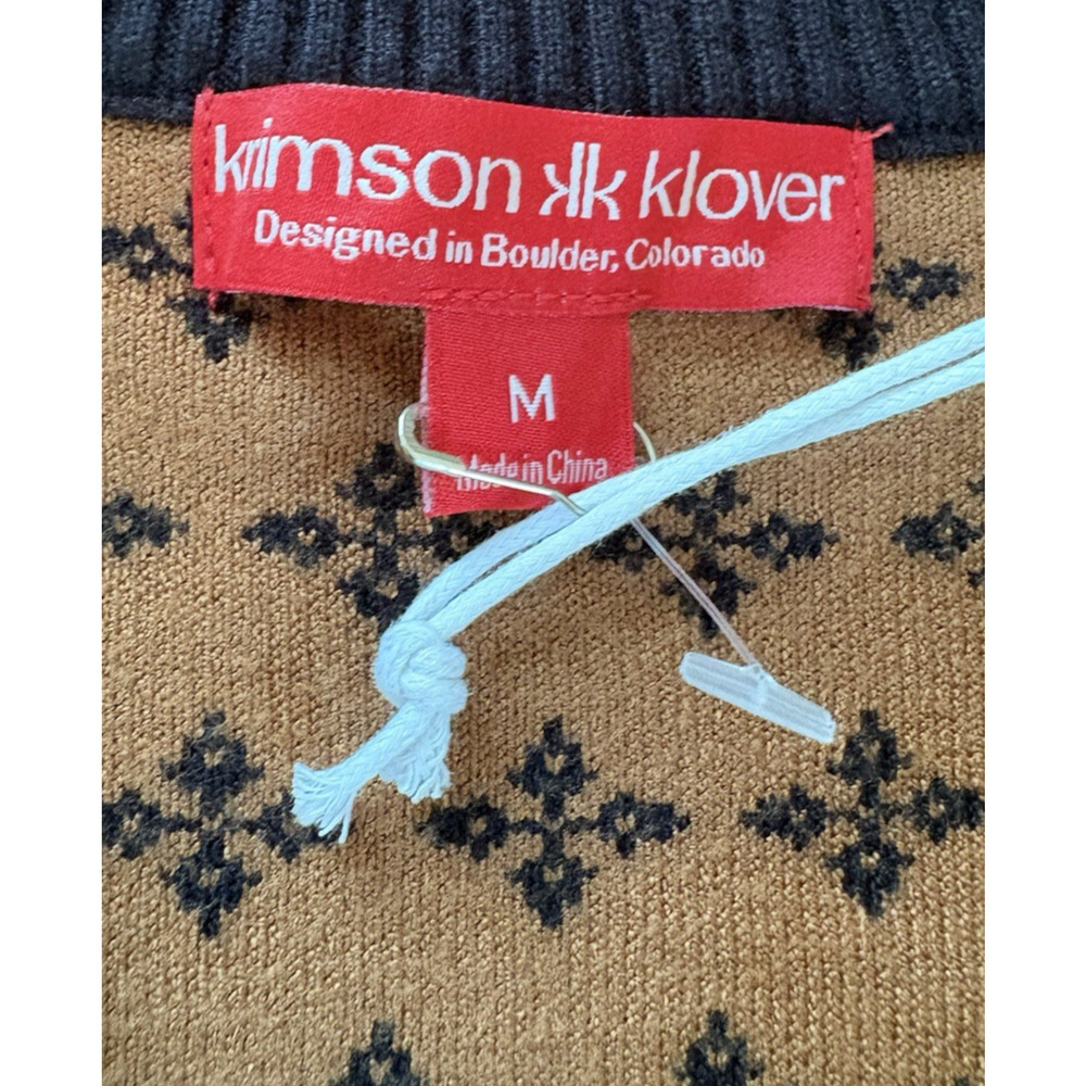 Krimson Klover Nordic Fair Isle Full Zip Yorkshire Sweater Jacket Black Brown M - Picture 4 of 12